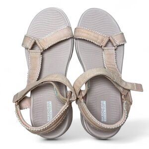 Skechers Goga Mat Sandals Pink Pearl Trim Adjustable Comfort Women’s 8